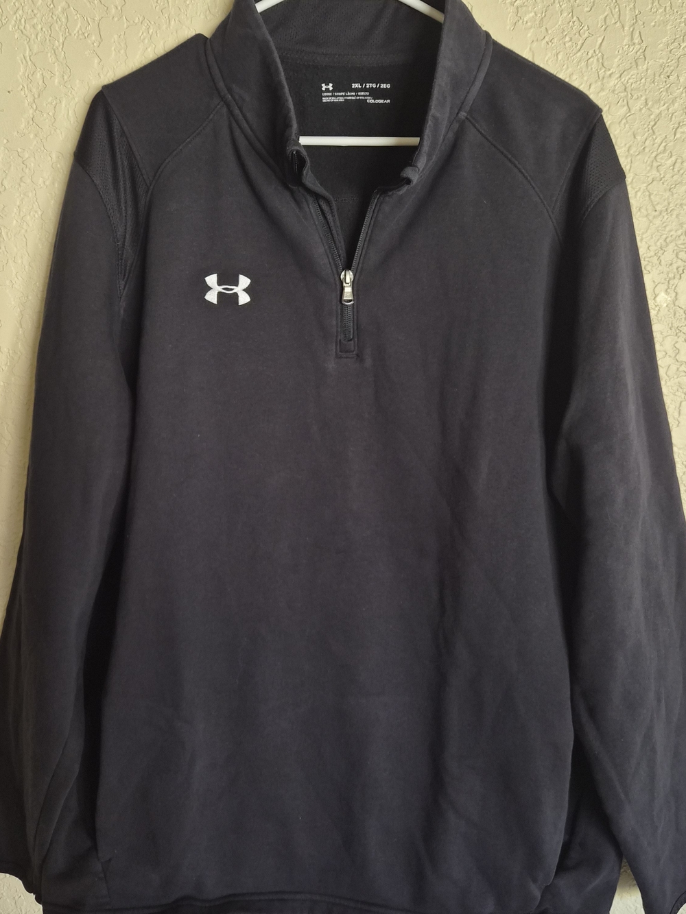 Under Armour Men's Black Half-Zip Pullover with White Logo